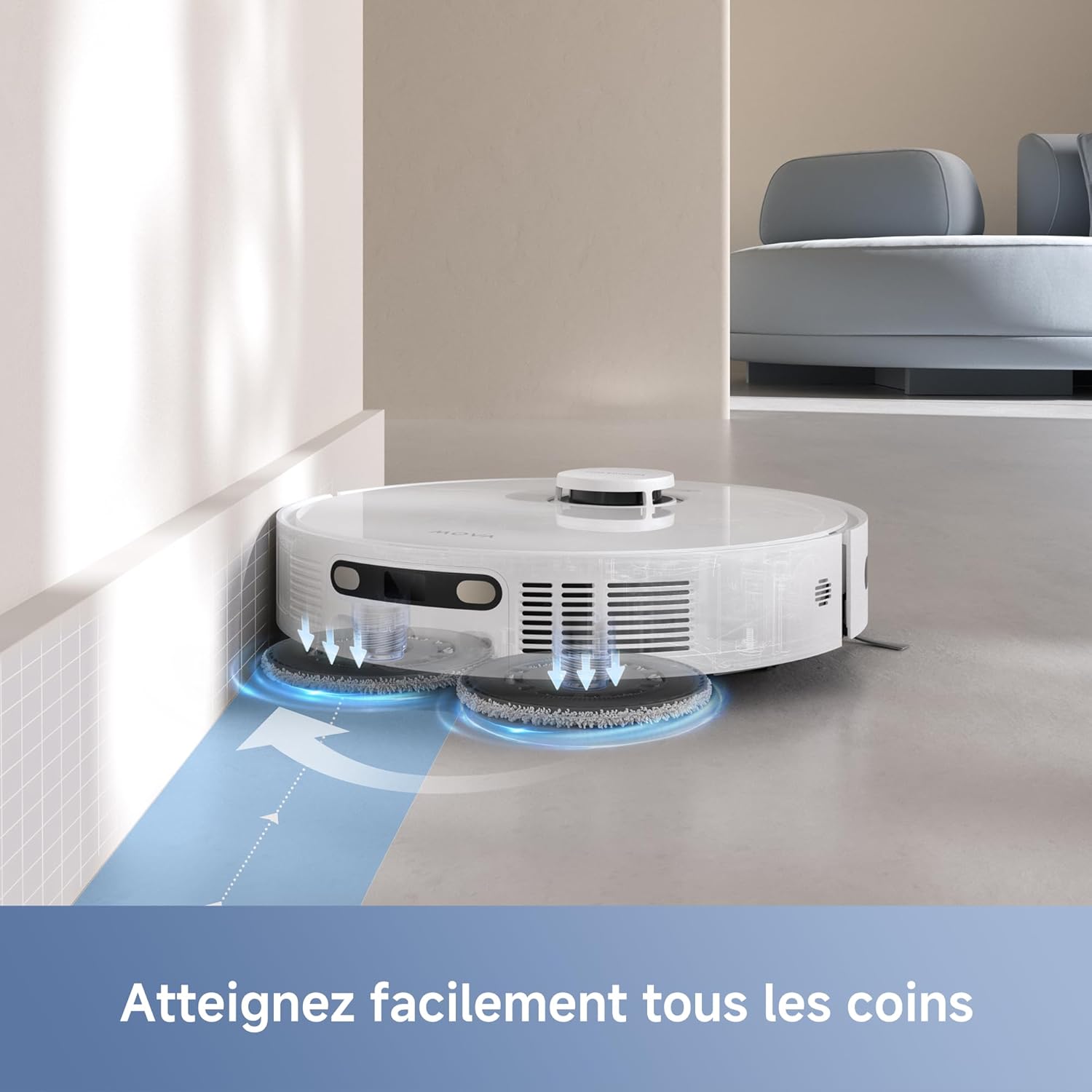 MOVA E30 Ultra Robot Vacuum Cleaner and Floor Washer, 7000Pa with Automatic Emptying, Anti-Tangle, Self-cleaning Cloth, 10.5 mm Lifting and Ultrasonic Carpet Detection, White