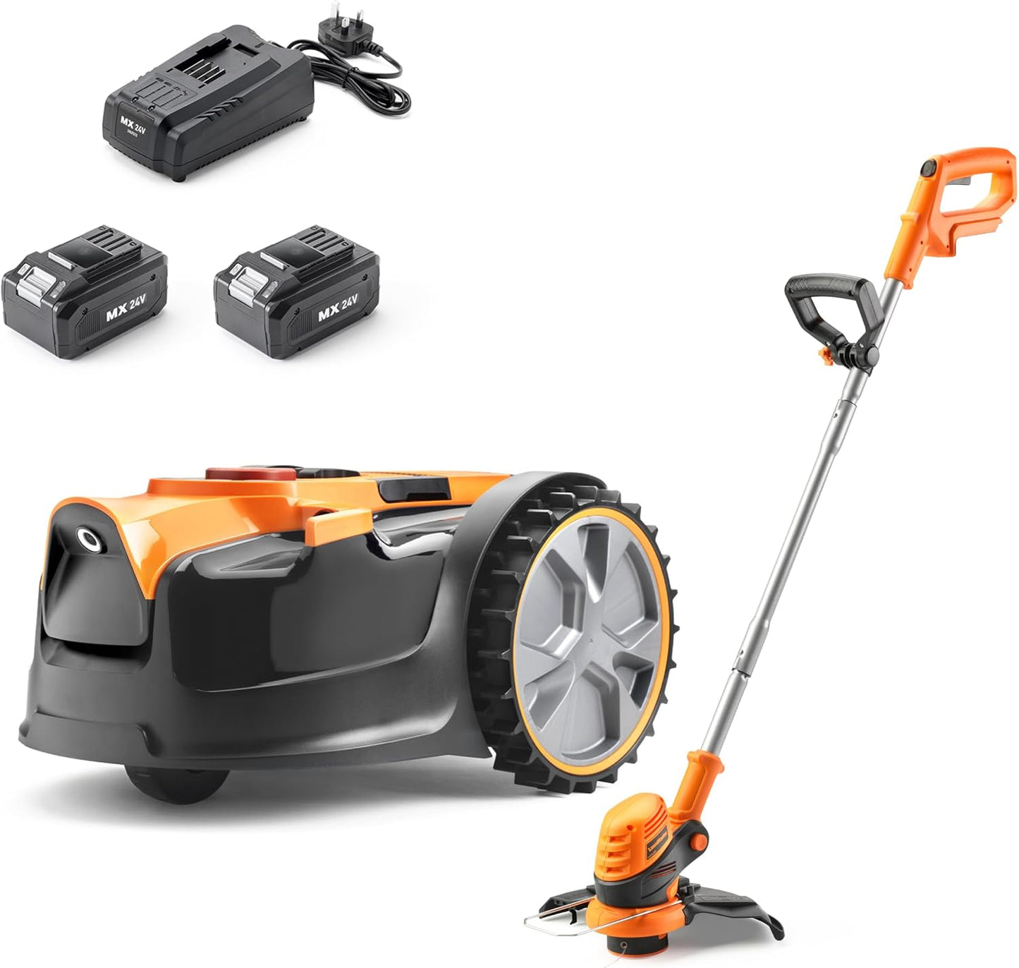 LawnMaster OcuMow 16 Vision Robot Mower & Strimmer Set & 2 Batteries, 300m2