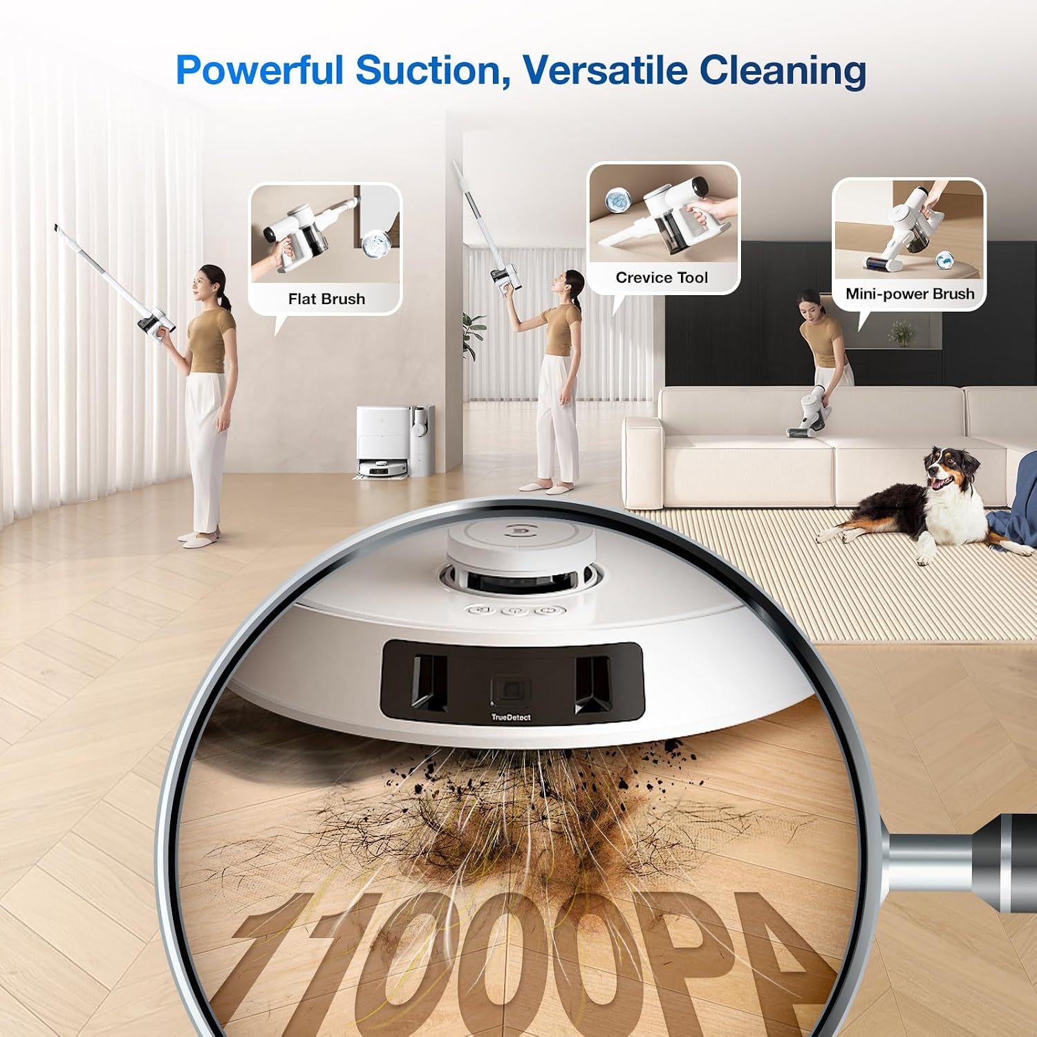 ECOVACS DEEBOT T30S COMBO Robot Vacuum Cleaner 11000Pa with Handheld Vacuum, Dual Auto Empty/15mm Auto Mop Lifting/Hot Water Mop Washing/Hot Air Mop Drying, AI-Obstacle Avoidance