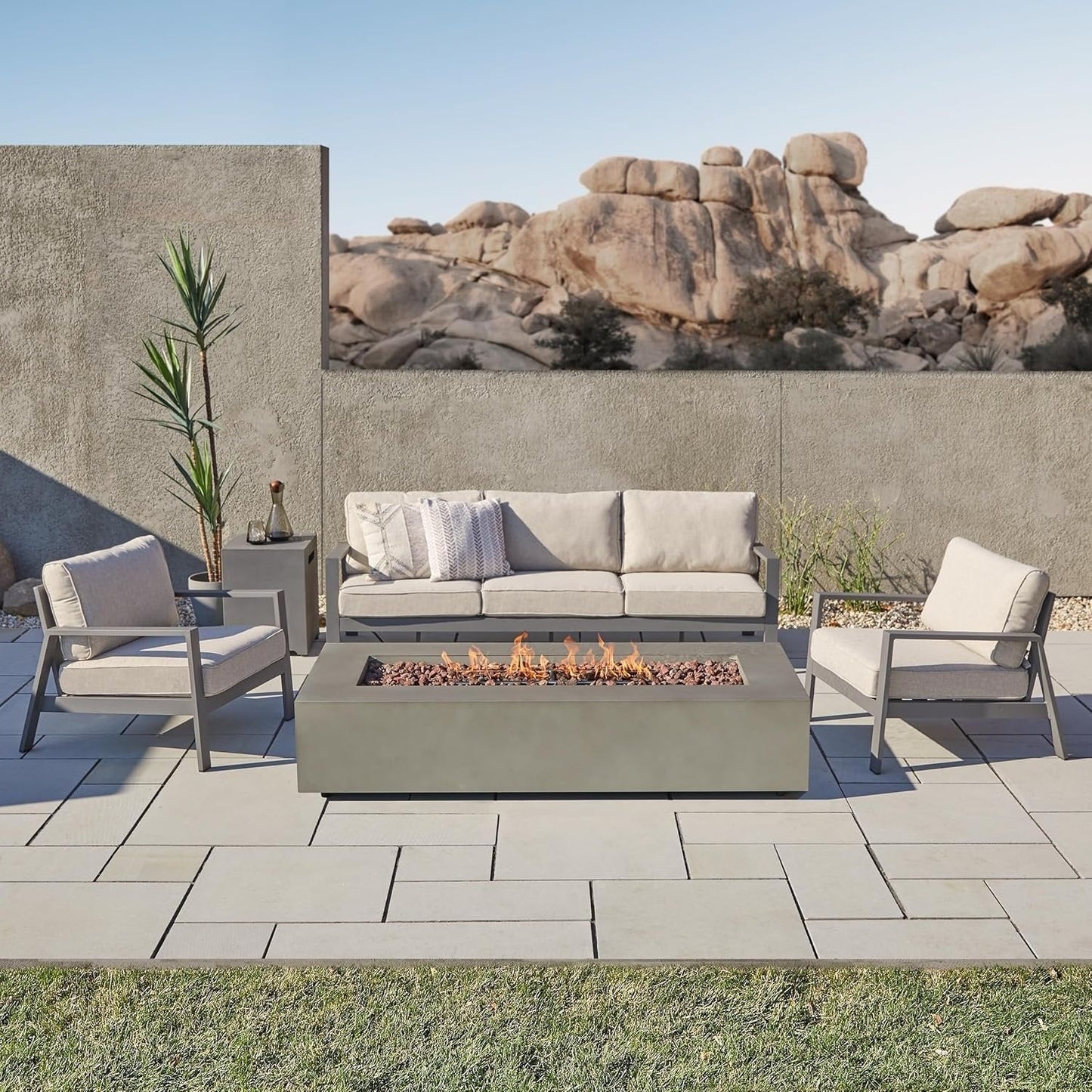 Real Flame Aegean 70″ Rectangle Propane Fire Table