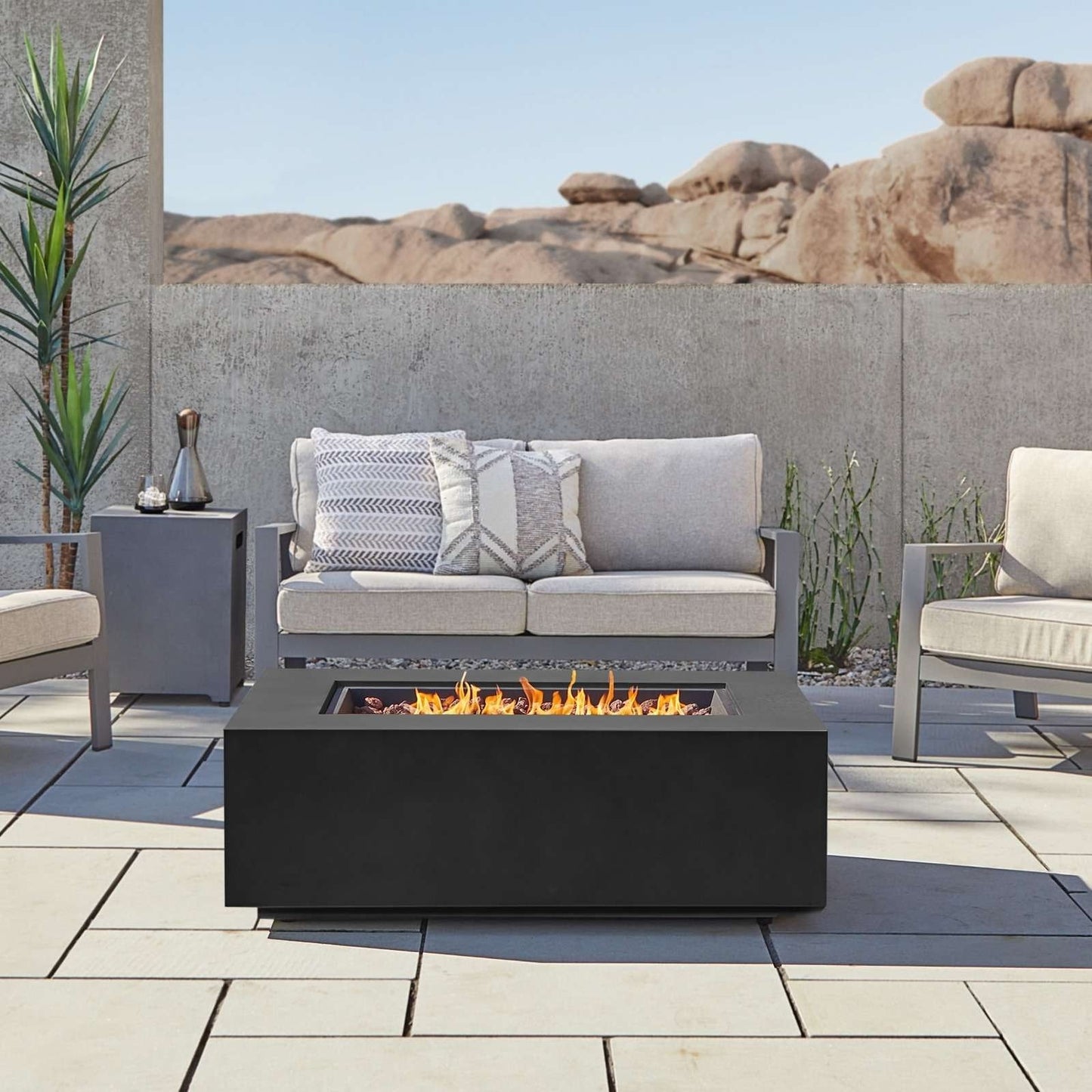 Real Flame Aegean 50″ Rectangle Propane Gas Outdoor Fire Table