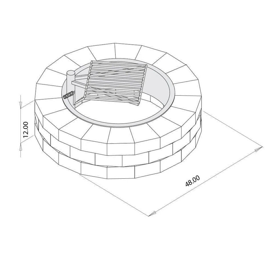 Necessories Wood Burning Fire Pit Kit 48″ w/ Cooking Grate, Concrete in Santa Fe