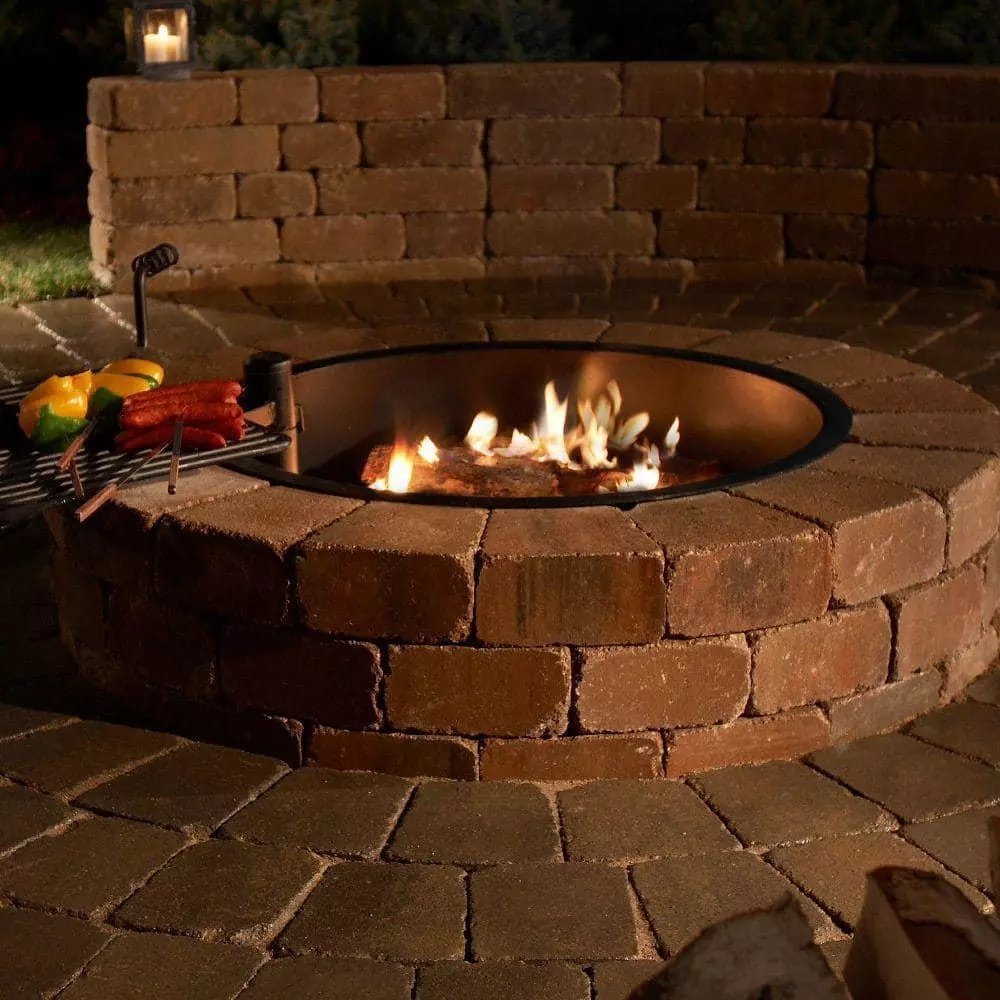Necessories Wood Burning Fire Pit Kit 48″ w/ Cooking Grate, Concrete in Santa Fe