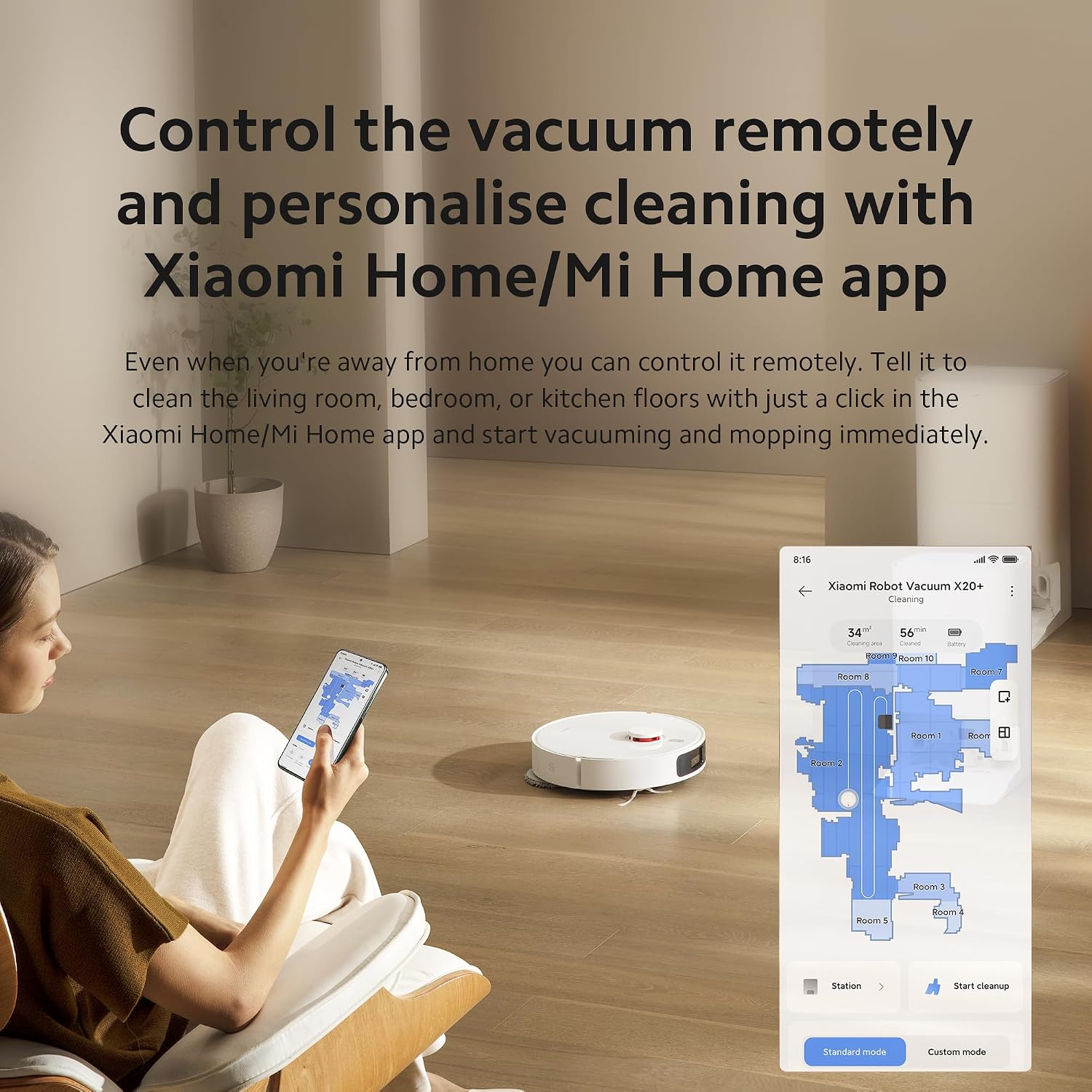 XIAOMI X20+ Robot Vacuum Cleaner with Mop Function and Lifting Mop, 6000 Pa
