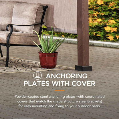 Sunjoy 11 x 11 ft Metal Pergola with Adjustable Tan Garden Shade