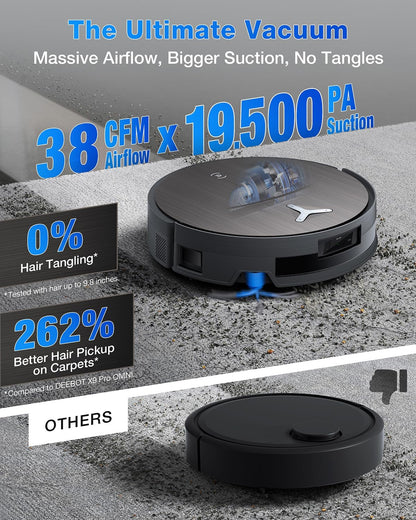 ECOVACS DEEBOT X11 OmniCyclone Robot Vacuum and Mop, PowerBoost Charging, OZMO Roller 2.0 Instant Self-Washing Mop, 19,500Pa Blast Suction, Bagless OmniCyclone Station, AIVI 3D Smart Navigation