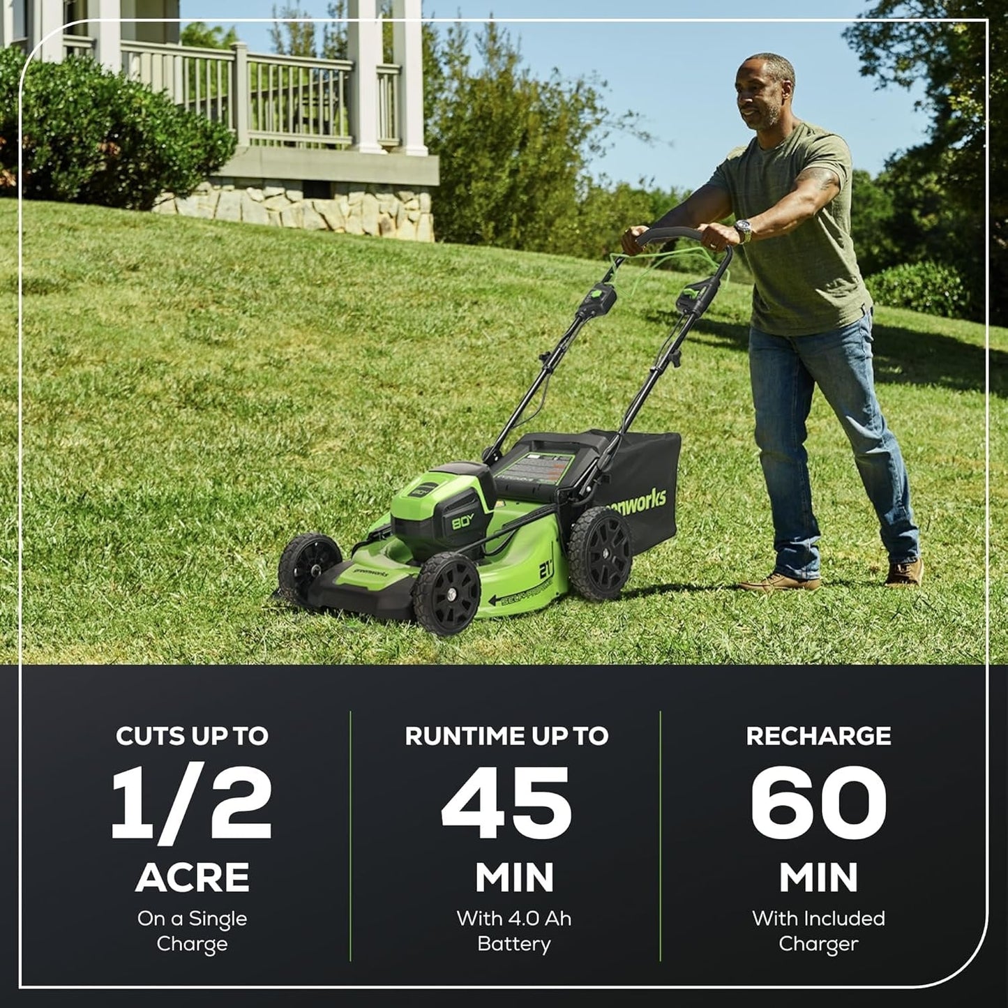Greenworks 80V 21″ Cordless Self-Propelled Lawn Mower