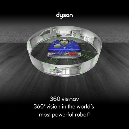 Dyson 360 Vis Nav™ robot vacuum, full-width brush, designed for all floor types (Blue/Nickel)