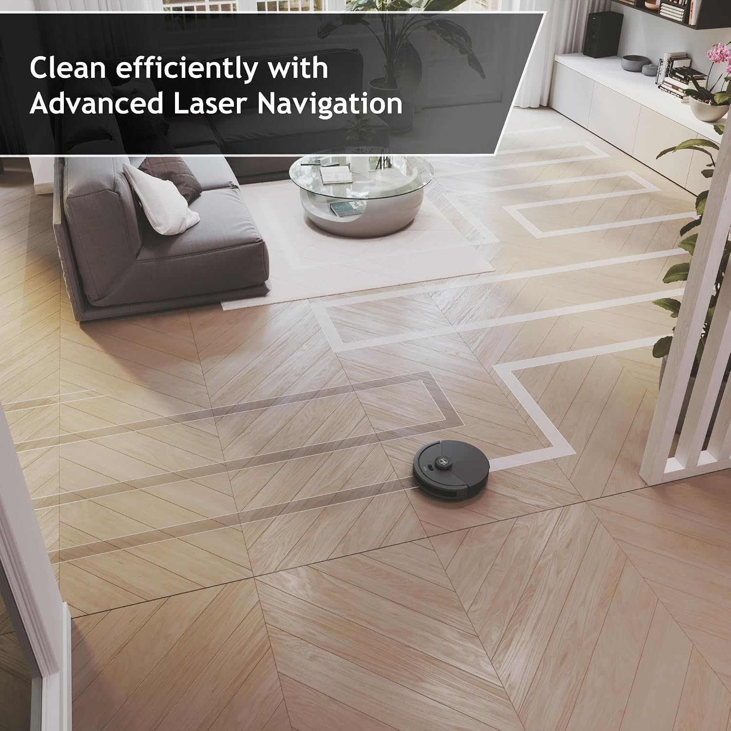 HG4 Robot Vacuum Cleaner, Up to 4000Pa Suction, Laser Navigation, Wi-Fi, Charging Base with Automatic Return, Obstacle Sensor, Customisable Home Map [HG410D]