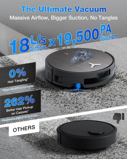 ECOVACS DEEBOT X11 OmniCyclone Robot Vacuum Cleaner with Mop, PowerBoost Charging, OZMO Roller 2.0 Instant Self-Washing Mop, 19,500Pa Suction, Bagless OmniCyclone Station, AIVI 3D Smart Navigation