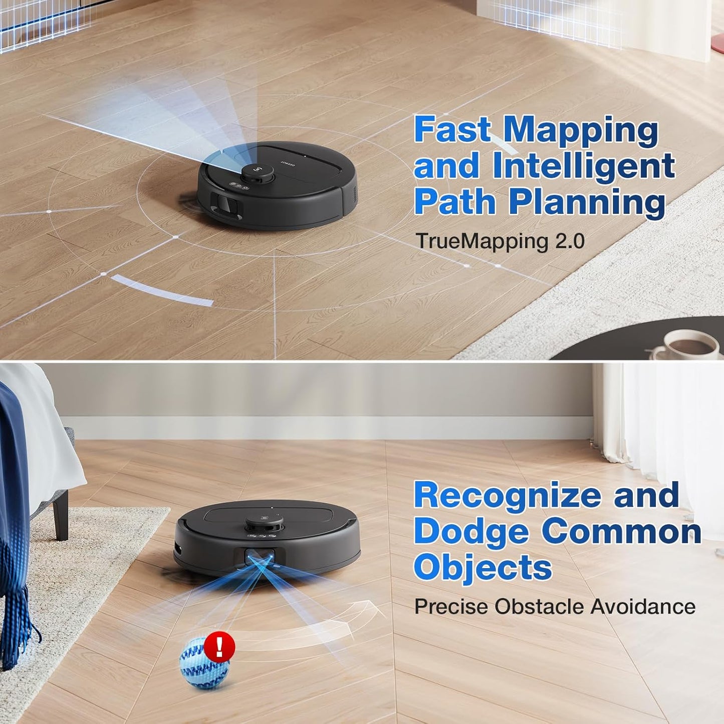 ECOVACS DEEBOT N30 Pro Omni Robot Vacuum and Mop, 2024 New Launch, 10000Pa Suction, TruEdge Adaptive Edge Mopping, ZeroTangle 2.0 Technology, Hot Air-Drying, Self-Emptying, Auto-Lift Mopping