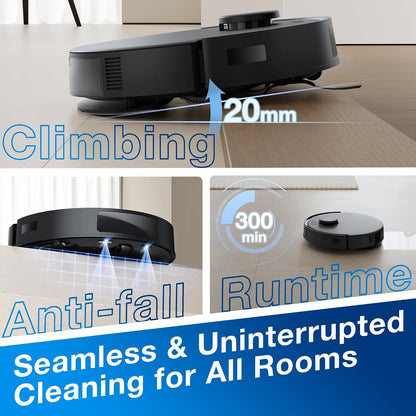 ECOVACS DEEBOT N20 PRO Plus Robot Vacuum and Mop,with Bagless Self Emptying Station, 8000Pa Suction,OZMO Pro 2.0 Vibrating Mopping System, Anti-Tangle Technology,45-Day Capacity,300 Minutes Runtime
