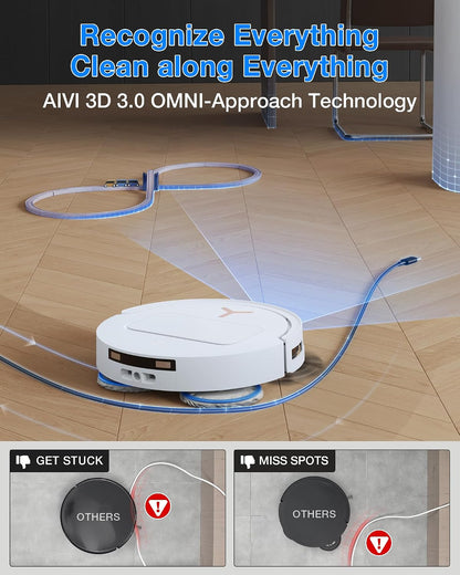 ECOVACS DEEBOT T50 PRO OMNI Gen 3 Robot Vacuum Cleaner with Mop, 81mm Ultra Thin, 25000Pa Suction, AIVI 3D 3.0, ZeroTangle 3.0 Anti Hair Tangle System,TruEdge 2.0 Coverage,Self Cleaning, White