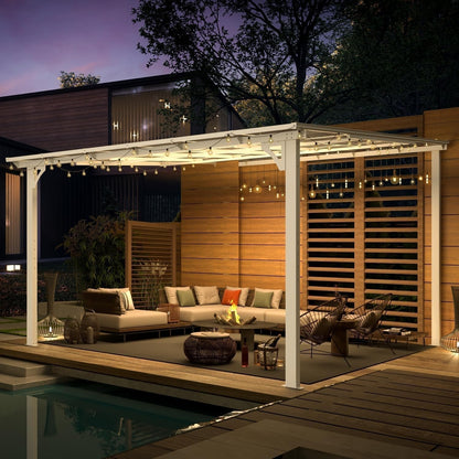 Aecojoy 12 ft x 12 ft White Aluminum Pergola with Canopy
