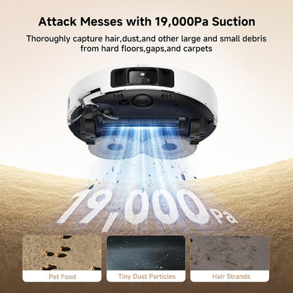 Mova P50 Pro Ultra Robot Vacuum Cleaner with Removable Lift Broom, 19,000Pa Suction, Tangle-Free Brush, Side Brush, Extended Cleaning, Broom, and 75°C Washing Board