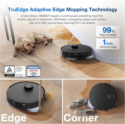 ECOVACS DEEBOT T30 OMNI Robot Vacuum Cleaner with Mini Station, TruEdge™ Adaptive Edge Mopping, ZeroTangl Brush Design, 11,000 PA, Hot Water Mop Washing