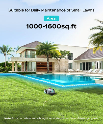 YARDCARE V100 Robot Lawnmower without Boundary,Vision Navigation,150 Obstacle Detection,20-60 mm Cutting Height,Robotic Lawnmower with Magnetic Wires,Low Noise,Replacement Blades,Spot Mow, Max.150m²