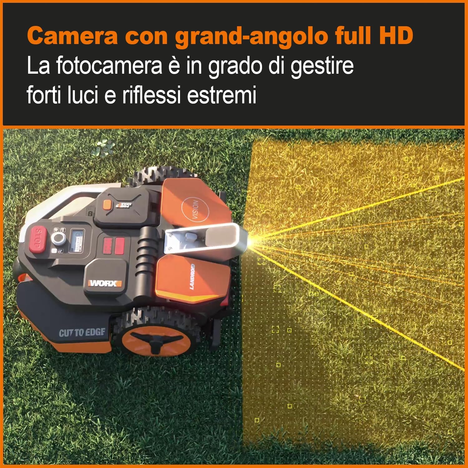 WORX Landroid Vision M600 Robotic Lawnmower WR206E.1 for Gardens up to 600 m² - Intelligent Robotic Lawnmower without Boundary Cable - WiFi & Bluetooth - Active Obstacle Avoidance with AI Technology -