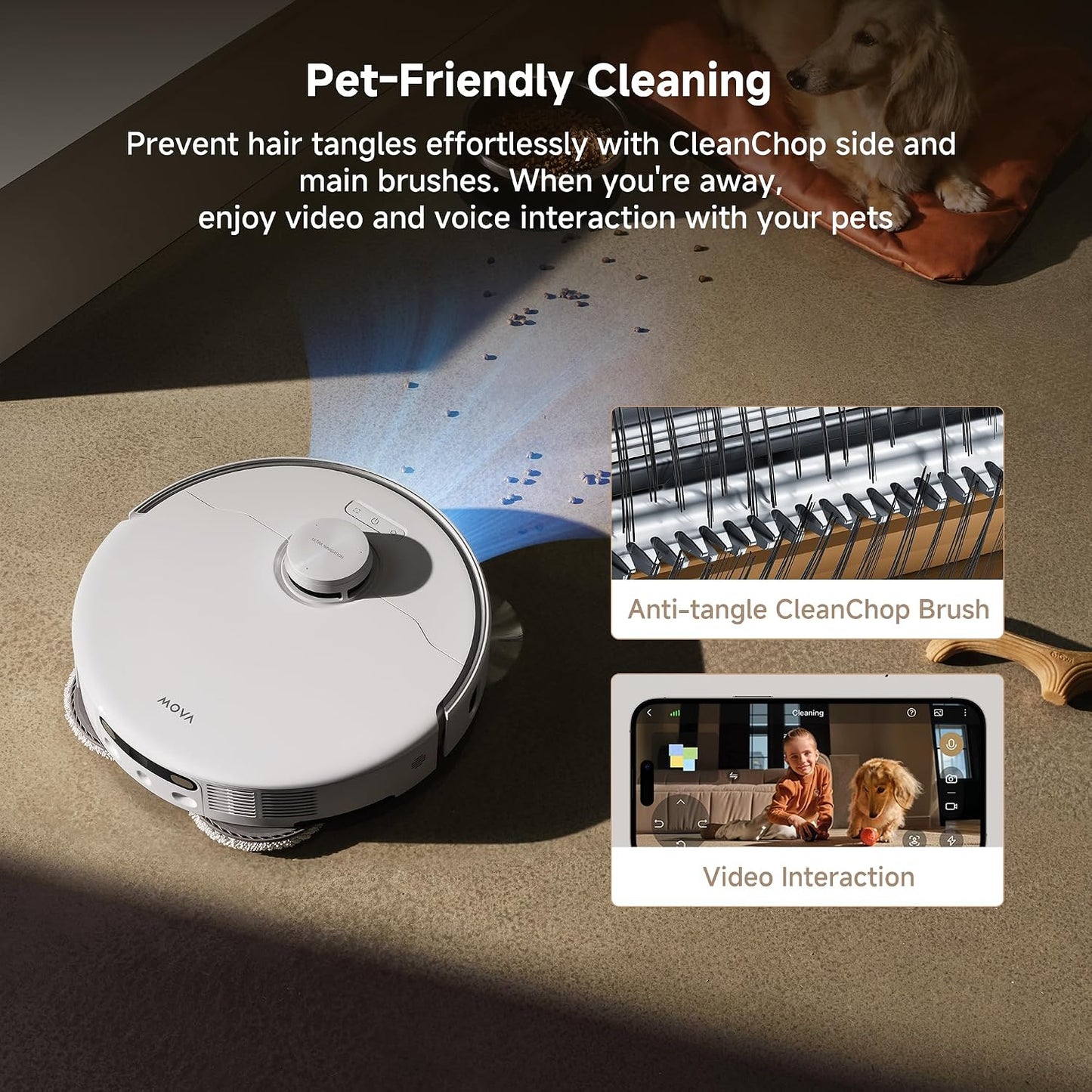 Mova P50 Pro Ultra Robot Vacuum Cleaner with Removable Lift Broom, 19,000Pa Suction, Tangle-Free Brush, Side Brush, Extended Cleaning, Broom, and 75°C Washing Board