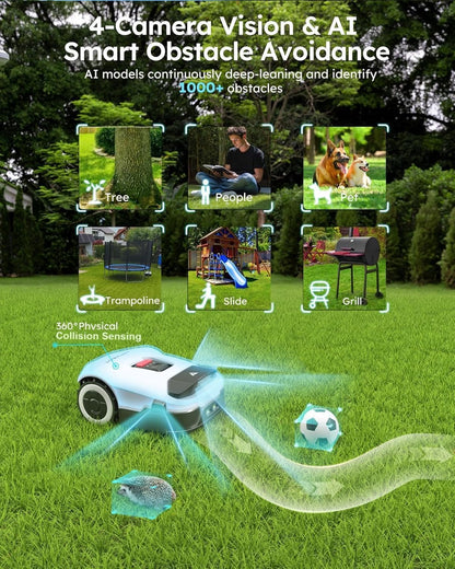 ANTHBOT Robot Lawnmower NO Wire - 3000m², Full Band RTK+4-Eye Vision Robotic Lawn Mower, Automatic Mapping, 30 Multi-zone Management, Accurate Obstacle Avoidance, APP Control