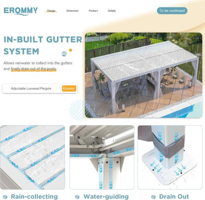 EROMMY 12’x24′ Outdoor Louvered Pergola Gazebo