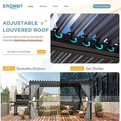 EROMMY 10 ft. W x 10 ft. D Outdoor Louvered Pergola
