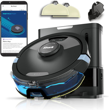 Shark Matrix Plus 2-in-1 Self-Empty Robot Vacuum Cleaner & Mop with LiDAR Home Mapping & Edge Cleaning, for Carpet, Hard Floors & Pet Hair, Anti-Allergen, Self-Charging, WiFi/App, Black