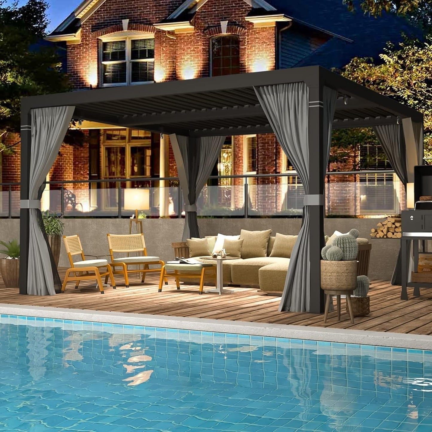 EROMMY 10 ft. W x 10 ft. D Outdoor Louvered Pergola