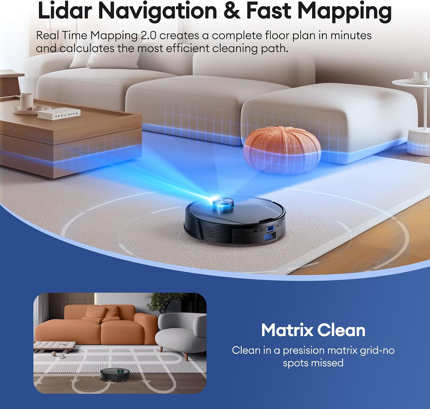 Ultenic T20 Pro Robot Vacuum Cleaner with Mop 8000Pa, 180 Mins Runtime