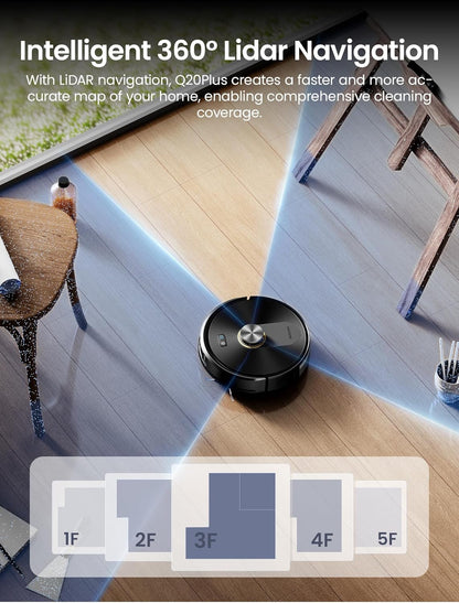 Proscenic Q20 Plus Robot Vacuum Cleaner with Mop, Multi-Cyclone Bagless Self Emptying Docking Station, 10000pa/180min Runtime, Lidar Navigation, Robotic Vacuum for Pet Hair, Carpet and Hard Floor