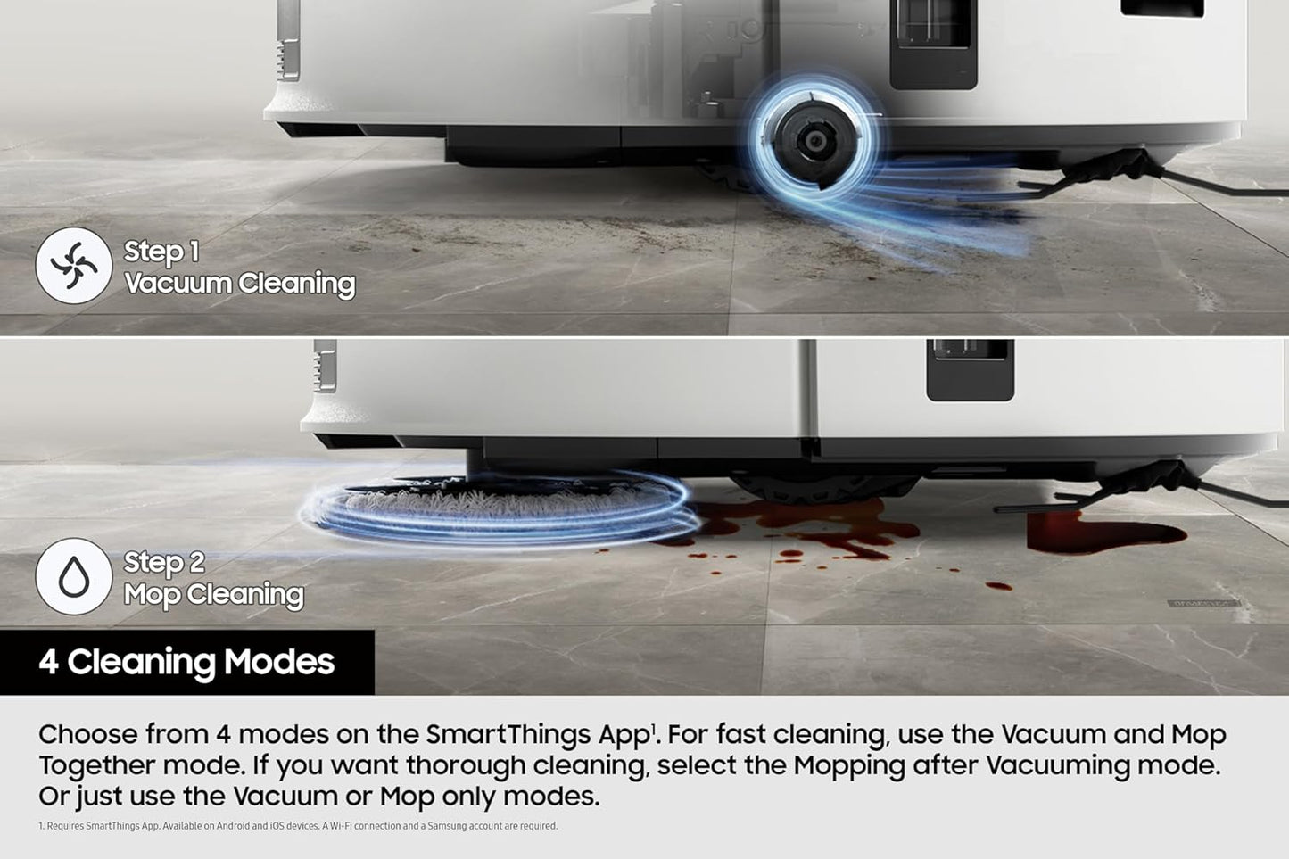 Samsung Bespoke Jet Bot Combo AI+ 3-in-1 Cleaning Robot Vacuum Cleaner - Satin Grey VR7MD97714G/EU