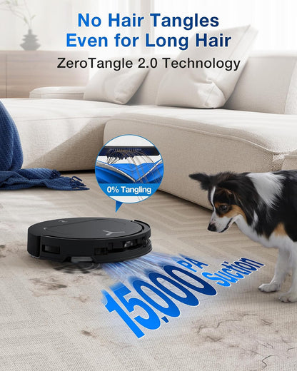 ECOVACS DEEBOT T50 PRO Omni Robot Vacuum and Mop, 3.19” Ultra-Slim, 15,000Pa Suction, ZeroTangle 2.0, TruEdge Edge Cleaning, AIVI 3D Obstacle Avoidance, Auto Mop Wash & Dry, Self-Emptying