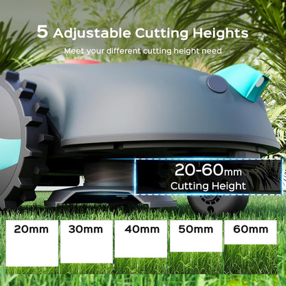 Robot Lawnmower without Boundary, Vision Navigation, 150 Obstacle Dectection,Adjustable Cutting Height,Magnetic Wires,Robotic Lawnmower