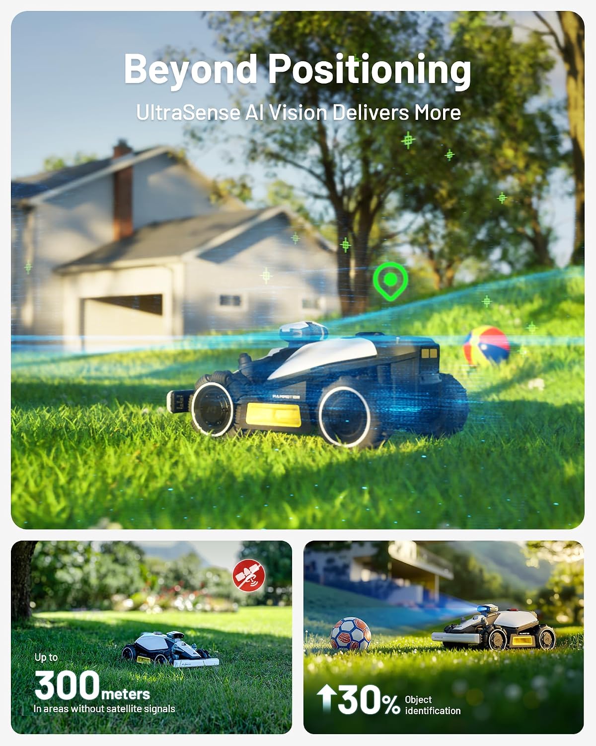 Mammotion LUBA mini AWD 800 Robot Lawn Mower with 4G for 0.2 Acre, All-Wheel-Drive for 80% Slope, No Perimeter Wire, UltraSense AI Vision+RTK Auto-Mapping, Cutting Height 0.8"-2.6"