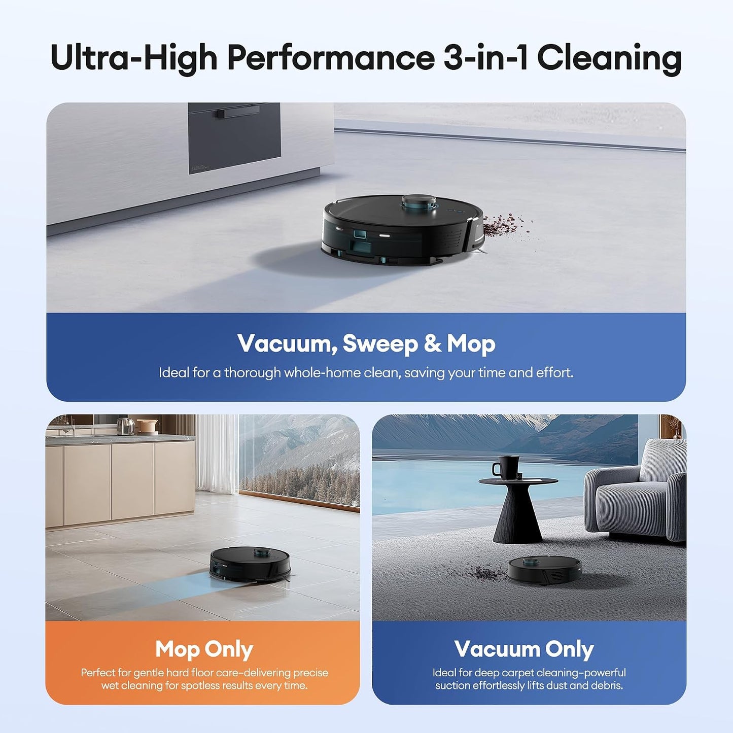 Ultenic T20 Pro Robot Vacuum Cleaner with Mop 8000Pa, 180 Mins Runtime