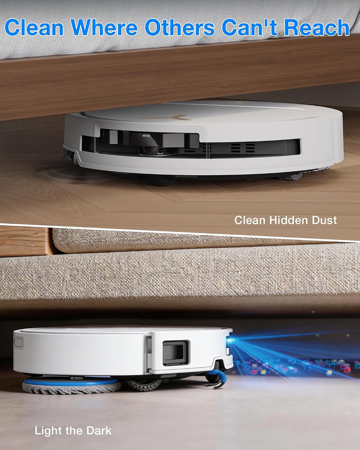 ECOVACS DEEBOT T50 PRO OMNI Gen 3 Robot Vacuum Cleaner with Mop, 81mm Ultra Thin, 25000Pa Suction, AIVI 3D 3.0, ZeroTangle 3.0 Anti Hair Tangle System,TruEdge 2.0 Coverage,Self Cleaning, White