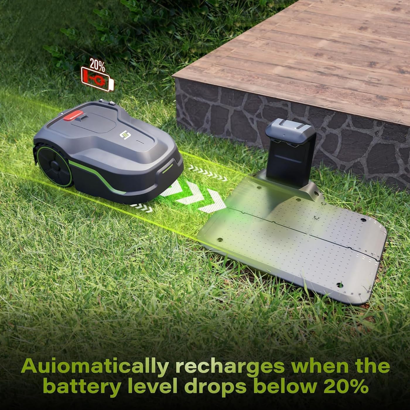 Smart Wireless Robotic Lawnmower, Fully Automatic Robotic Lawn Mowers with App Control, Climbing & Obstacle Avoidance, for 600㎡ Home Garden