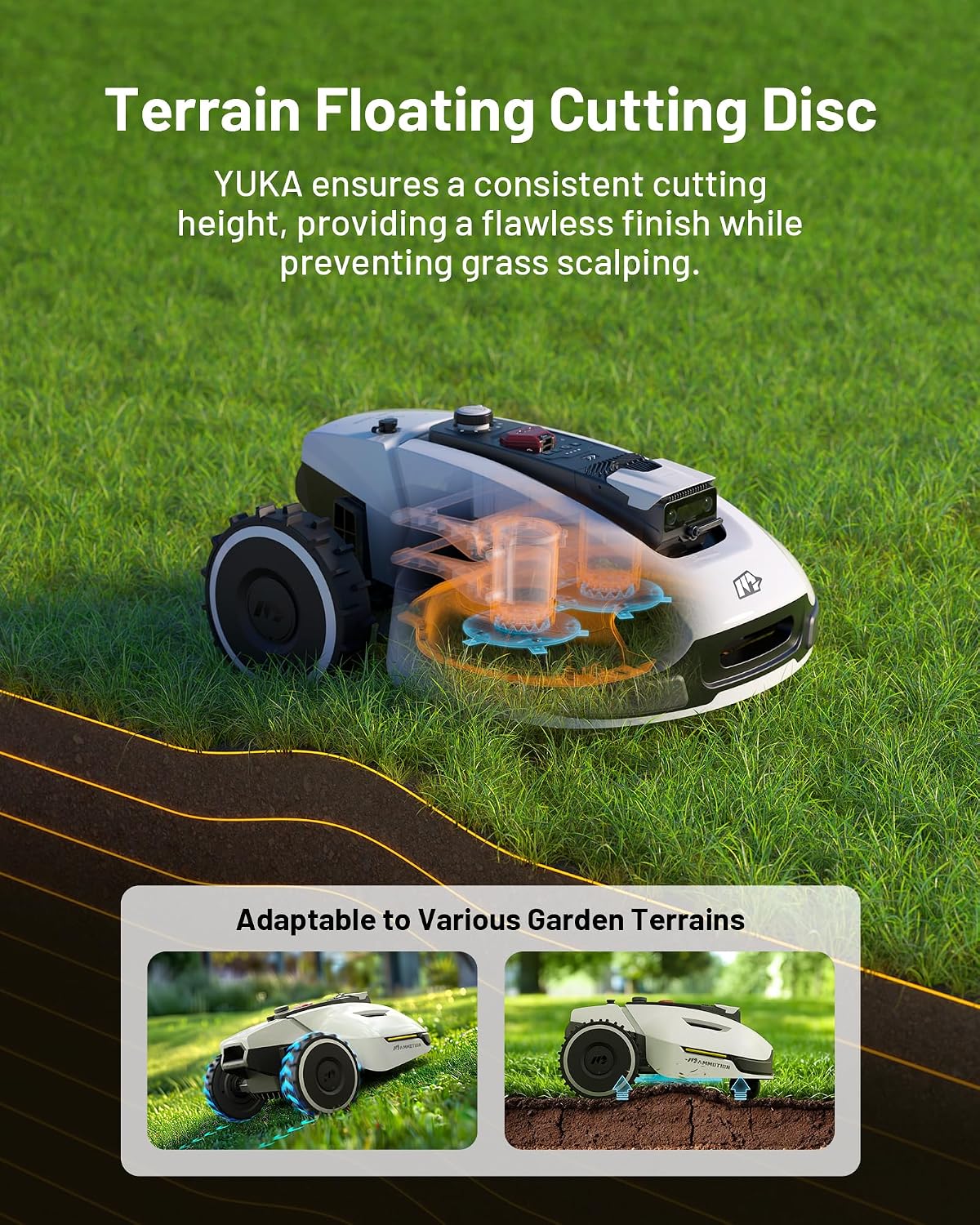 MAMMOTION YUKA 2000 Robot Lawn Mower, Perimeter Wire Free, Recommended 2000 m², Max.2400 m², Equipped with ​UltraSense AI Vision, Handles ​45% Slopes, Cutting Heights 20-90mm, Automatic Mapping