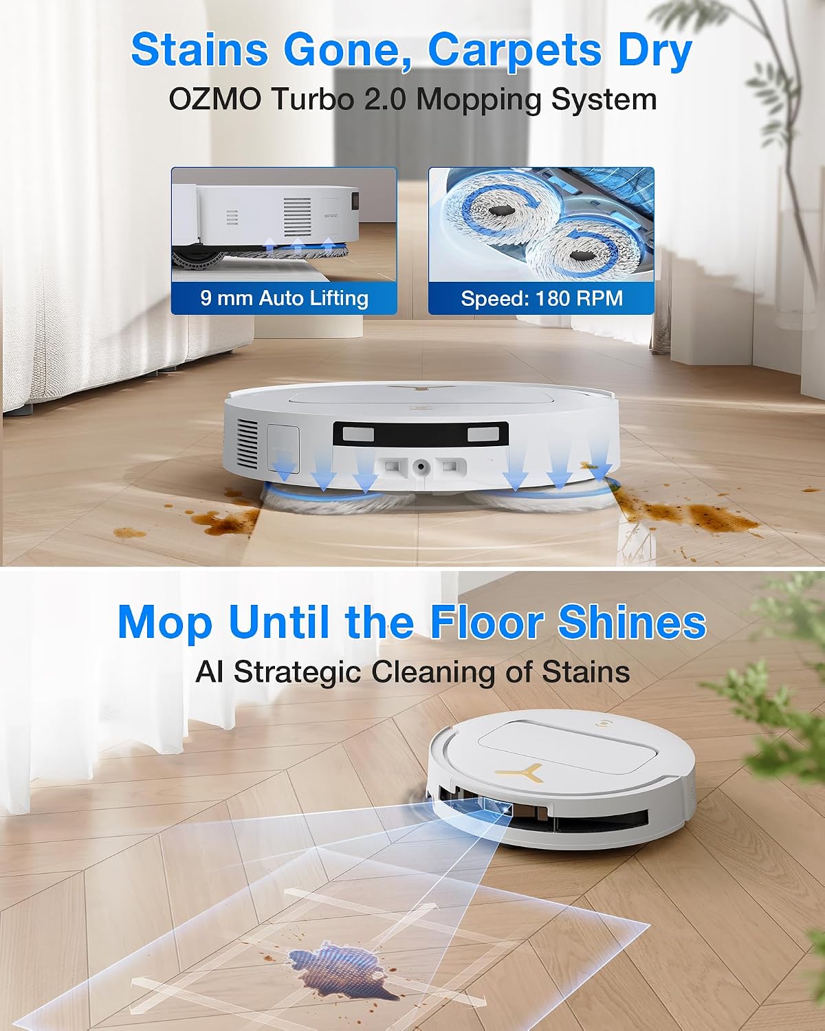 ECOVACS DEEBOT T50 PRO OMNI Gen 3 Robot Vacuum Cleaner with Mop, 81mm Ultra Thin, 25000Pa Suction, AIVI 3D 3.0, ZeroTangle 3.0 Anti Hair Tangle System,TruEdge 2.0 Coverage,Self Cleaning, White