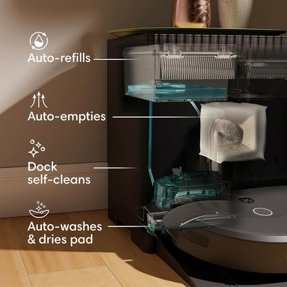 iRobot Roomba Combo 10 Max Robot Vacuum and Mop + AutoWash Dock - Multi-Functional Base, Refills Bin, Washes & Dries It's Pad, Self-Emptying, Auto-Retract Pad, Avoids Obstacles