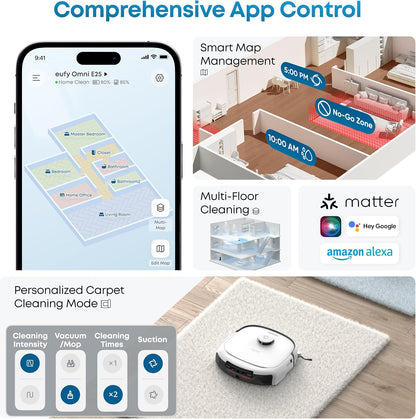eufy E25 Omni, Robot Vacuum Cleaner with Mop,HydroJet Self-Clean Roller Mop