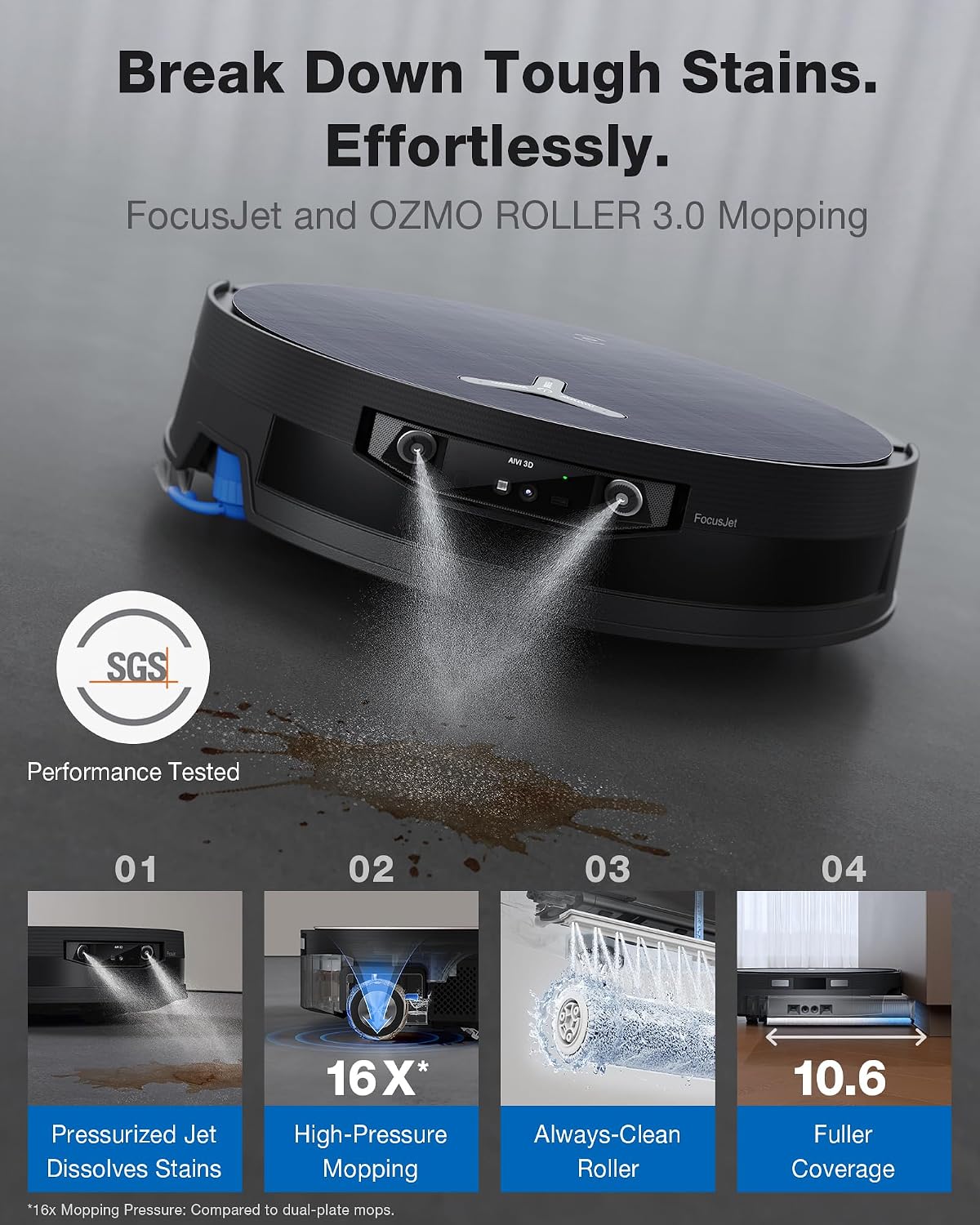 ECOVACS DEEBOT X12 OmniCYCLONE Robot Vacuum and Mop, 22,000Pa Blast Suction, GaN Fast Charging for Large Homes, Bagless 60-Day Station, FocusJet + OZMO Roller Self-Washing Mop,AIVI 3D Smart Navigation