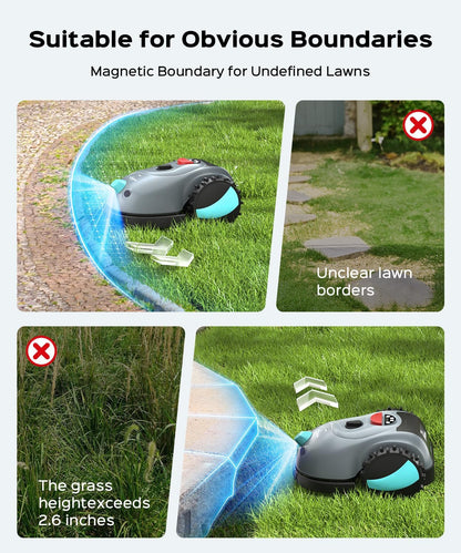YARDCARE V100 Robot Lawnmower without Boundary,Vision Navigation,150 Obstacle Detection,20-60 mm Cutting Height,Robotic Lawnmower with Magnetic Wires,Low Noise,Replacement Blades,Spot Mow, Max.150m²