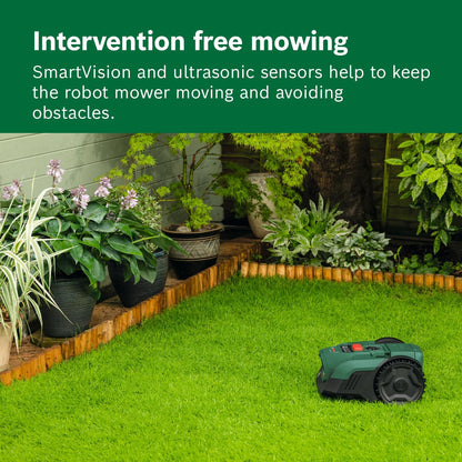 Bosch Cordless Robot Lawn Mower VISIMOW18V-100 (For Lawns up to 100 m², Cutting Width: 16 cm, Height of Cut: 20-60 mm, incl Battery and Charger)