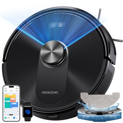 Proscenic Q20 Plus Robot Vacuum Cleaner with Mop, Multi-Cyclone Bagless Self Emptying Docking Station, 10000pa/180min Runtime, Lidar Navigation, Robotic Vacuum for Pet Hair, Carpet and Hard Floor