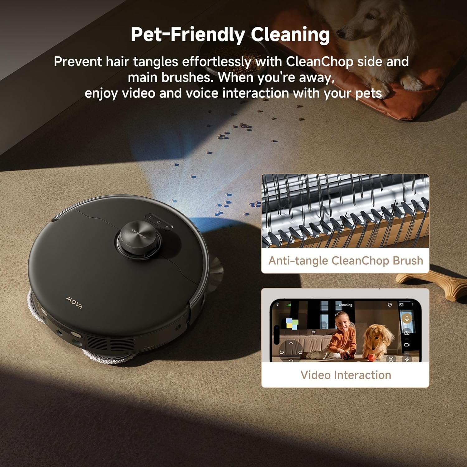 Mova P50 Pro Ultra Robot Vacuum Cleaner and Mop, 19,000 Pa Suction with Tangle Free Brush, Removable and Lift Mop for Carpet and Floor, Mop and Washing Board 167 °F, Drying and