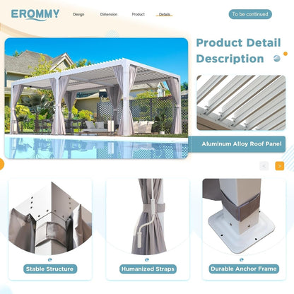 EROMMY 12’x24′ Outdoor Louvered Pergola Gazebo
