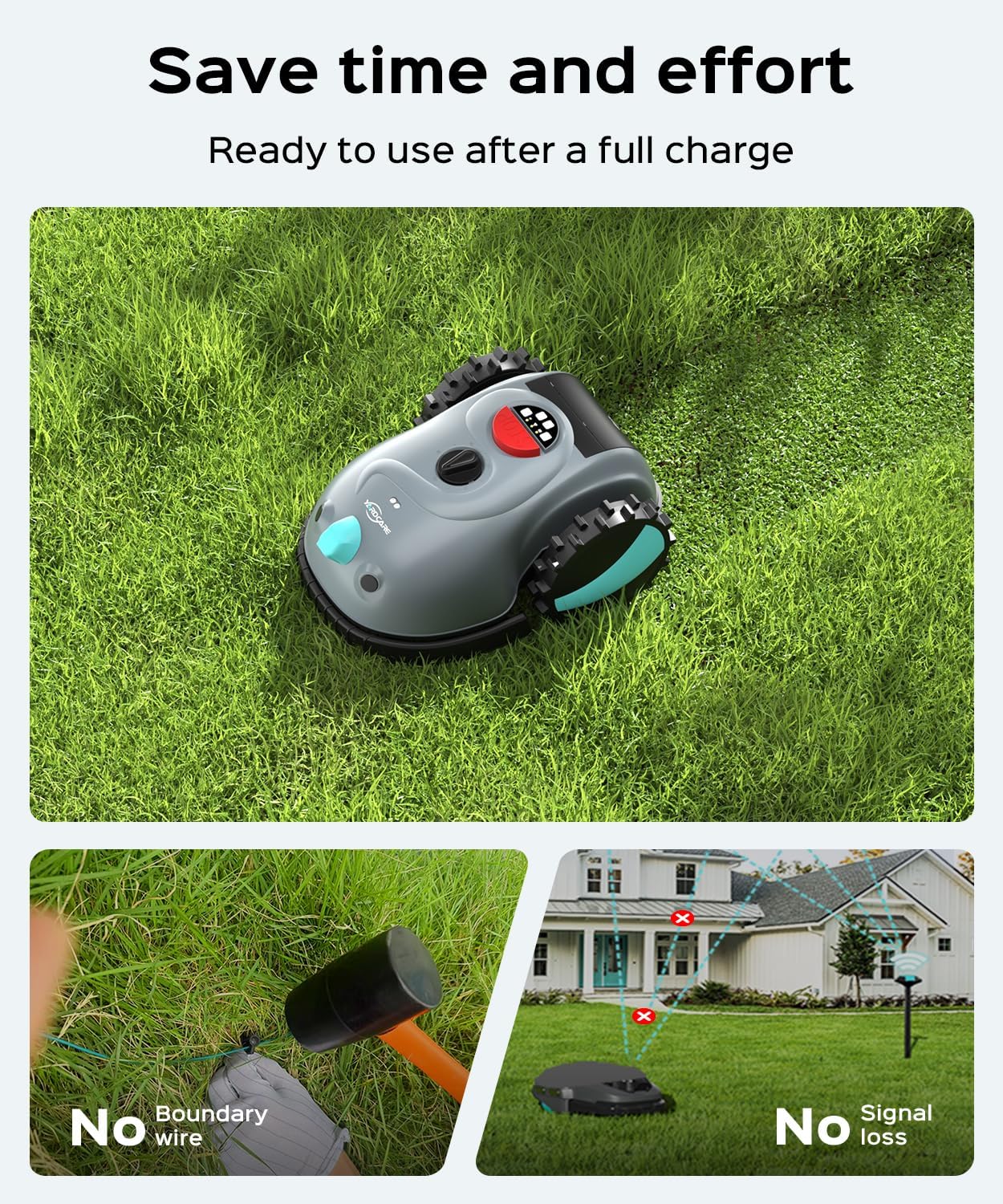 YARDCARE V100 Robot Lawnmower without Boundary,Vision Navigation,150 Obstacle Detection,20-60 mm Cutting Height,Robotic Lawnmower with Magnetic Wires,Low Noise,Replacement Blades,Spot Mow, Max.150m²