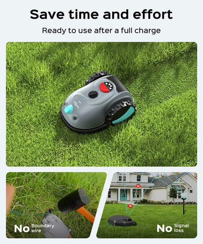YARDCARE V100 Robot Lawnmower without Boundary,Vision Navigation,150 Obstacle Detection,20-60 mm Cutting Height,Robotic Lawnmower with Magnetic Wires,Low Noise,Replacement Blades,Spot Mow, Max.150m²