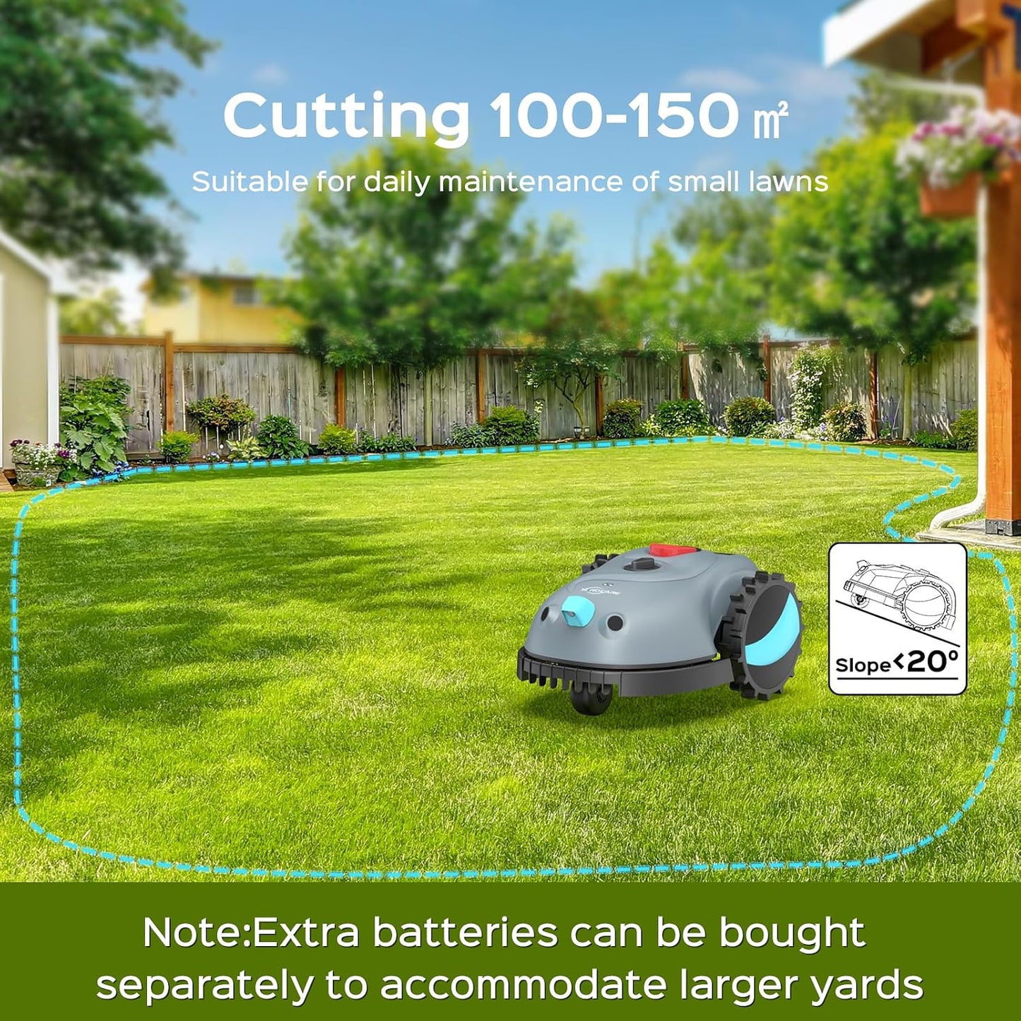 Robot Lawnmower without Boundary, Vision Navigation, 150 Obstacle Dectection,Adjustable Cutting Height,Magnetic Wires,Robotic Lawnmower
